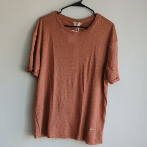 Casual Men's Tan T-Shirt - 100% Linen